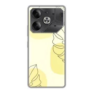Силиконовый чехол с принтом в цветах на Tecno Pova 6 (Желтая монстера арт)