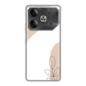 Силиконовый чехол с принтом в цветах на Tecno Pova 6 (Нюдовая веточка абстракция)