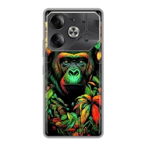 Чохол з Мавпами Tecno Pova 6 - (AlphaPrint) (Мавпа в квітах)