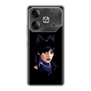 Чехлы Венсдей на Tecno Pova 6 Уэнсдей (AlphaPrint) (серьезная Уэнздей)