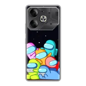 Чехол Амонг Ас для Tecno Pova 6 (AlphaPrint) (Скины в космосе)