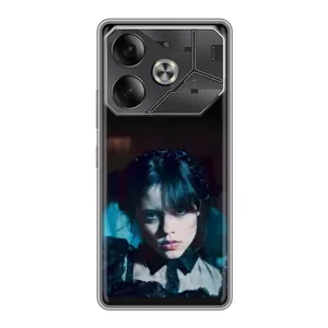 Чехлы Венсдей на Tecno Pova 6 Уэнсдей (AlphaPrint) (взгляд Уэнздей)