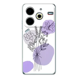 Силиконовый чехол с принтом в цветах на Tecno Pova 7 Pro (Букет фиолетовая абстракция)