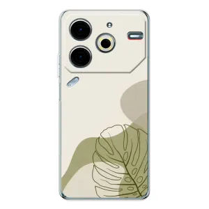 Силиконовый чехол с принтом в цветах на Tecno Pova 7 Pro (Зеленая монстера дизайн)