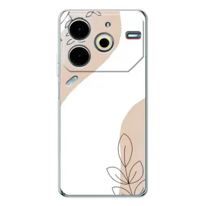 Силиконовый чехол с принтом в цветах на Tecno Pova 7 Pro (Нюдовая веточка абстракция)