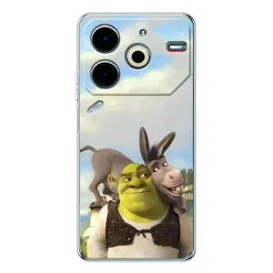 Чехол с мультфильмом Шрек на Tecno Pova 7 Pro (Шрек и Осел)