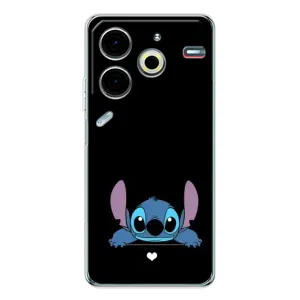 Чохол з принтом Стіч на TECNO Pova 7 Pro (Стіч на чорному)