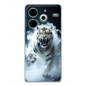 Чехол с картинкой «Хищники» для Tecno Pova 7 Pro (Белый тигр в дыму)
