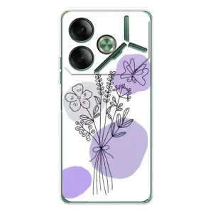 Силиконовый чехол с принтом в цветах на Tecno Pova 7 Ultra (Букет фиолетовая абстракция)