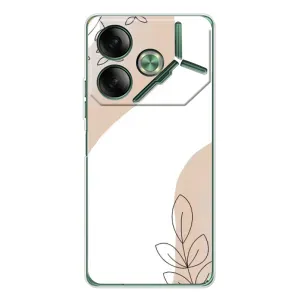 Силиконовый чехол с принтом в цветах на Tecno Pova 7 Ultra (Нюдовая веточка абстракция)