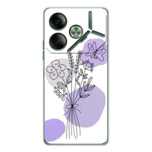 Силиконовый чехол с принтом в цветах на Tecno Pova 7 (Букет фиолетовая абстракция)