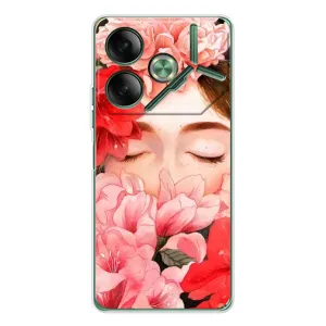 Чехлы (ART) Цветы на Tecno Pova 7 (VPrint) (Глаза в цветах)