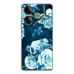 Чехлы (ART) Цветы на Tecno Pova 7 (VPrint) (Голубые Бутоны)