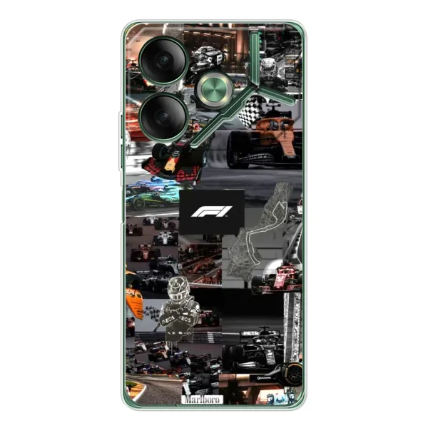 Чохол з принтом «Гоночний колаж Ф1» для TECNO Pova 7