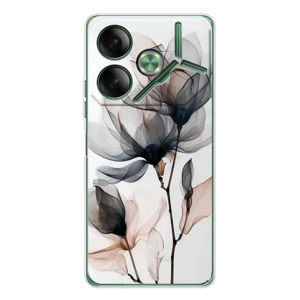 Чехол с принтом «Цветы на белом» для TECNO Pova 7