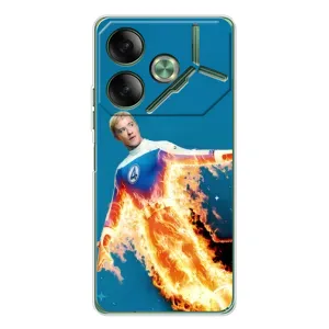 Чехол с принтом Фантастическая четверка для Tecno Pova 7 (Человек-факел в огне)