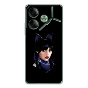 Чехлы Венсдей на Tecno Pova 7 Уэнсдей (AlphaPrint) (серьезная Уэнздей)