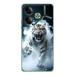 Чохол з картинкою 'Хижаки' для Tecno Pova 7 (Білий тигр у диму)