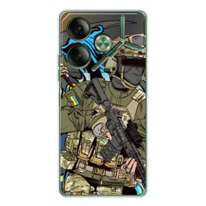 Чехлы с картинкой ЗСУ для Tecno Pova 7 (AlphaPrint) (Воїн ЗСУ)