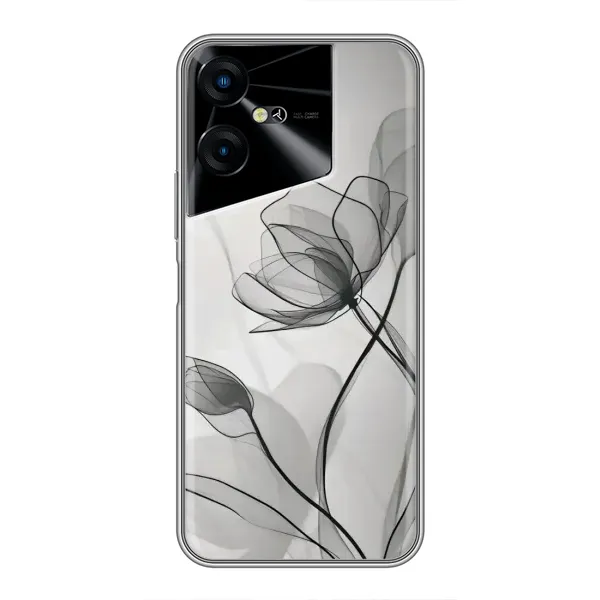 Чехол с принтом «Черные цветы» для TECNO POVA Neo 3 Чехол с принтом «Черные цветы» для TECNO POVA Neo 3