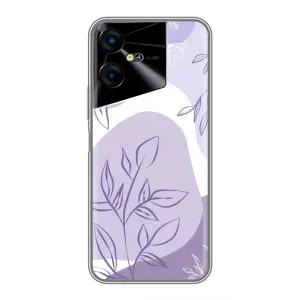 Силиконовый чехол с принтом в цветах на Tecno POVA Neo 3 (Фиолетовые листья абстракция)
