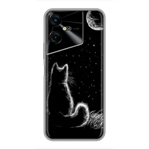 Чохол з принтом для Tecno POVA Neo 3 (AlphaPrint) Модні коти (Котик і місяць)