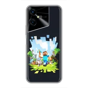 Чехол Майнкрафт на Tecno POVA Neo 3 (AlphaPrint) Minecraft (персонажи Minecraft)