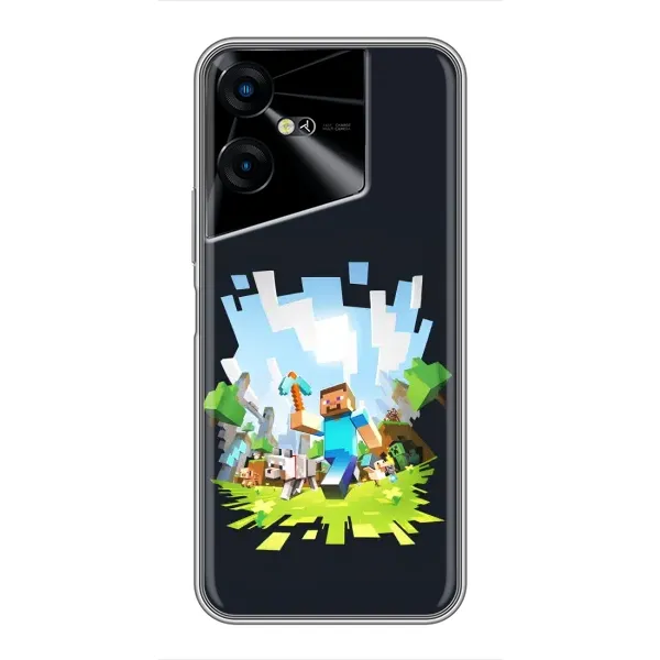 Чехол с принтом «персонажи Minecraft» для TECNO POVA Neo 3