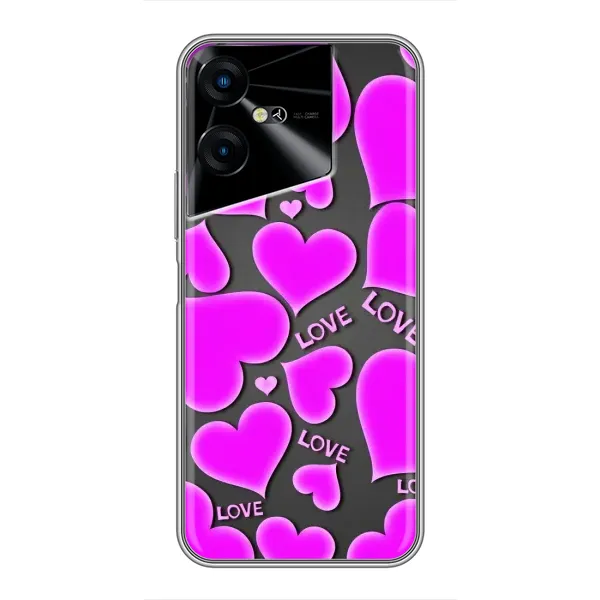 Чехол с принтом «Pink hearts» для TECNO POVA Neo 3