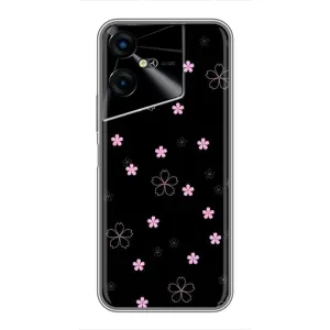 Чохол з розовим принтом для Tecno POVA Neo 3 (Рожеві квіти на чорному)