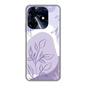 Силиконовый чехол с принтом в цветах на TECNO Spark 10 Pro (Фиолетовые листья абстракция)