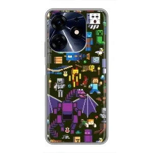 Чехол Майнкрафт на TECNO Spark 10 Pro (AlphaPrint) Minecraft (Коллаж Майнкрафт)