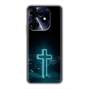 Чехол для TECNO Spark 10 Pro (AlphaPrint) - (Христианские) (Крест и город)