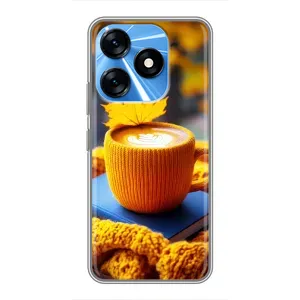 Чехол с принтом «Кофе на желтом пледе» для TECNO Spark 10