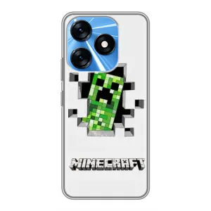 Чехол Майнкрафт на TECNO Spark 10 (AlphaPrint) Minecraft (крипер Майнкрафт)