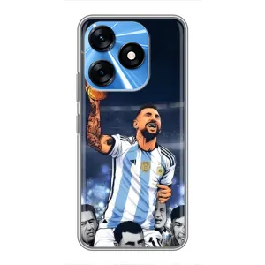 Чехлы для TECNO Spark 10 (Leo чемпион) (AlphaPrint) (Месси с кубком)