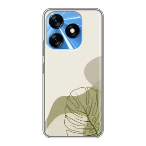 Силиконовый чехол с принтом в цветах на TECNO Spark 10 (Зеленая монстера дизайн)