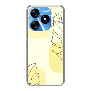 Силиконовый чехол с принтом в цветах на TECNO Spark 10 (Желтая монстера арт)