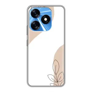 Силиконовый чехол с принтом в цветах на TECNO Spark 10 (Нюдовая веточка абстракция)
