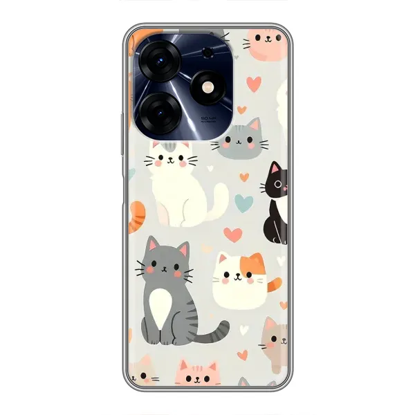Чохол з принтом «Колаж котів» для TECNO Spark 10c Чохол з принтом «Колаж котів» для TECNO Spark 10c