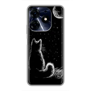 Чохол з принтом для TECNO Spark 10c (AlphaPrint) Модні коти (Котик і місяць)