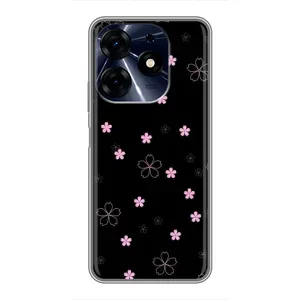 Чохол з розовим принтом для TECNO Spark 10c (Рожеві квіти на чорному)
