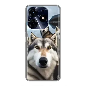 Чохол з Хаскі TECNO Spark 10c - (AlphaPrint) (Селфі Хаскі)
