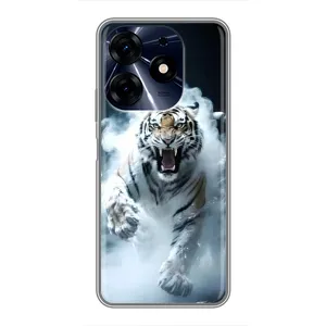 Чохол з картинкою 'Хижаки' для TECNO Spark 10c (Білий тигр у диму)