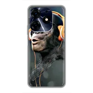 Чохол з Мавпами TECNO Spark 10c - (AlphaPrint) (В навушниках)