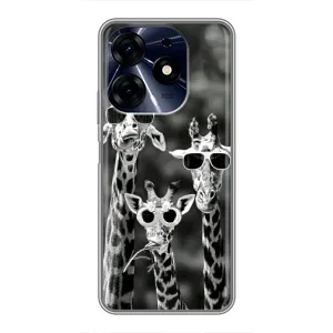 Силіконовий чохол з КАРТИНКАМИ літо для TECNO Spark 10c (AlphaPrint) (Жирафи в окулярах)