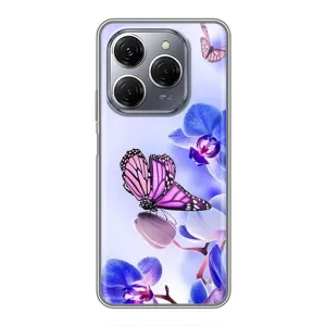 Чехлы с Цветами для TECNO Spark 20 Pro (VPrint) (Бабочка на цветочке)