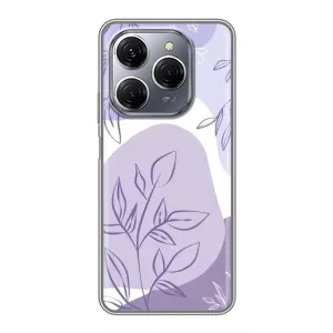 Силиконовый чехол с принтом в цветах на TECNO Spark 20 Pro (Фиолетовые листья абстракция)
