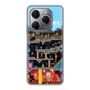 Чехол Майнкрафт на TECNO Spark 20 Pro (AlphaPrint) Minecraft (фон Minecraft)