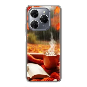 Чохол з унікальним дизайном 'Осінь з кавою' для TECNO Spark 20 Pro (Кава і дощ)